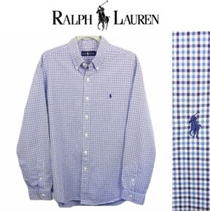 Ralph Lauren Blue Label Long Sleeve Button Up Blue/Navy/White Grid Pattern SZ XL
